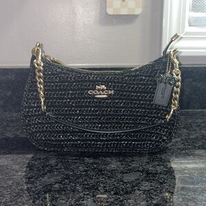 Coach Black and Gold Woven Shoulder Bag